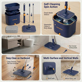 Self-Cleaning Square Spin Mop and Bucket with Clean & Dirty Water Separation for Dog & Cat Pet Hair Cleaning by Homettler