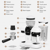 Semi-Automatic Espresso Coffee Maker – Built-in Grinder and Brewer All-in-One, 19 Bar High-Pressure Extraction by iCafilas