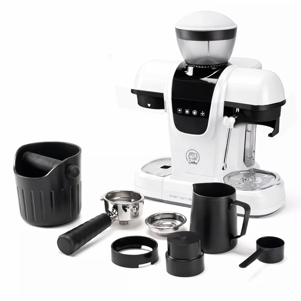 Semi-Automatic Espresso Coffee Maker – Built-in Grinder and Brewer All-in-One, 19 Bar High-Pressure Extraction by iCafilas