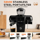 Semi-Automatic Espresso Coffee Maker – Built-in Grinder and Brewer All-in-One, 19 Bar High-Pressure Extraction by iCafilas