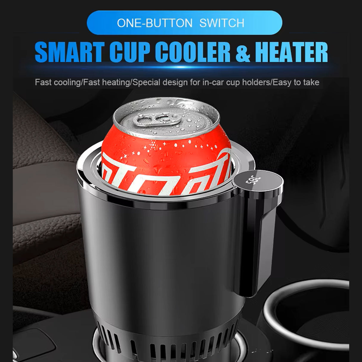 Smart Car Cup Cooler & Heater – Portable 2 in 1 Car Beverage Warmer and Cooling Cup Holder with One-Button Temperature Control