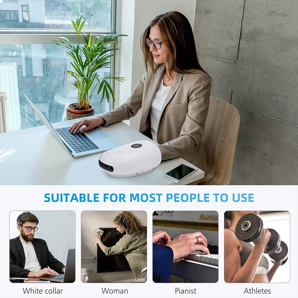مدلك يد ذكي مع حرارة وضغط  من COMFIER