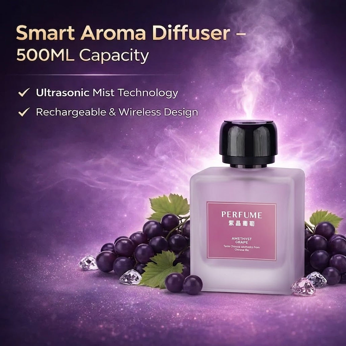 Smart Home Aroma Diffuser with Premium 500ml Fragrance Included – Luxury Atomization Home Fragrance System