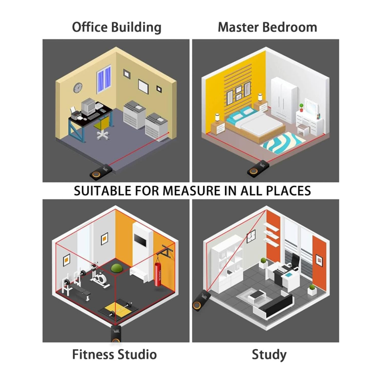 جهاز قياس المسافة الذكي بالليزر 30 مترًا، عداد رقمي عالي الدقة بشاشة OLED من HOTO
