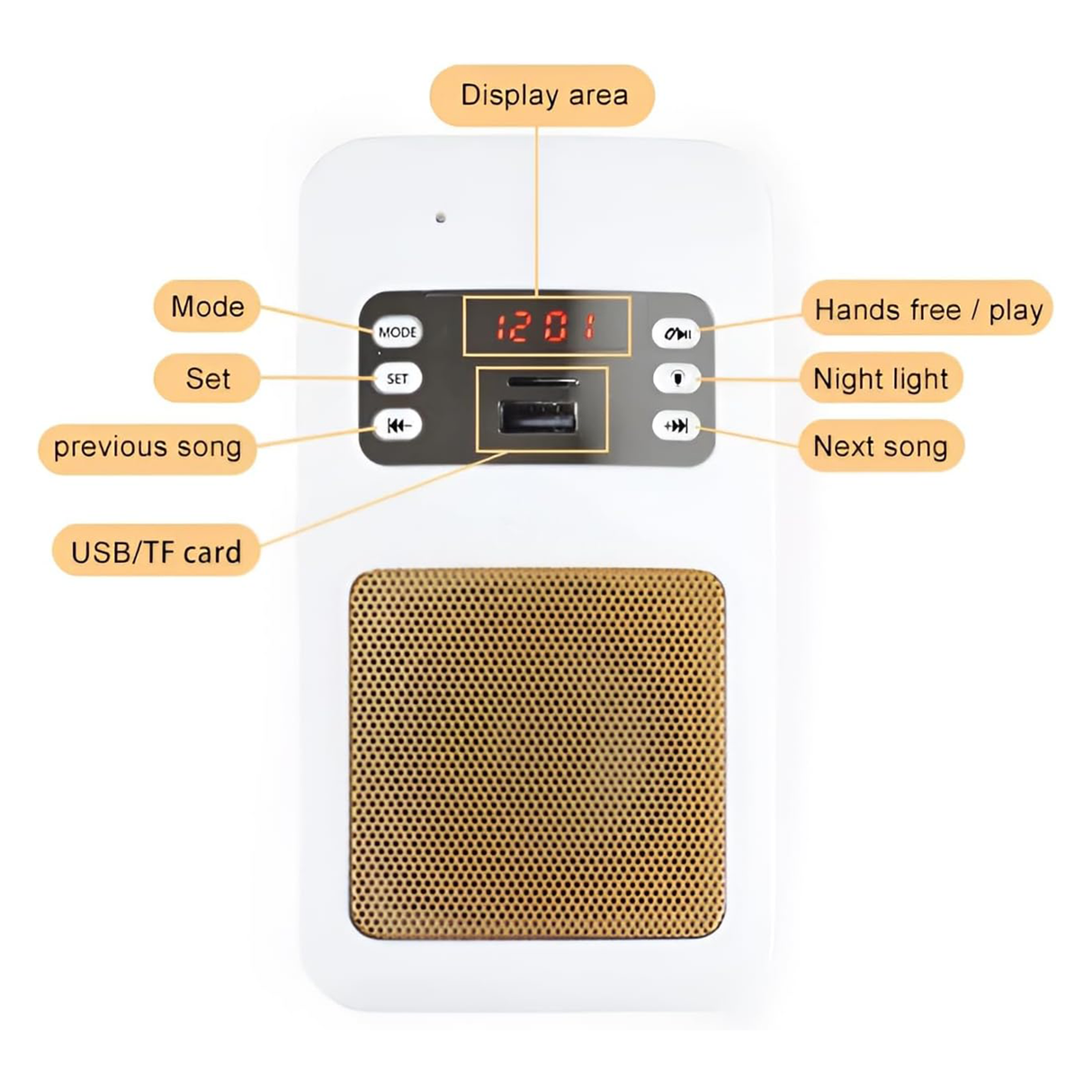 Smart Bluetooth Wall Quran Speaker with 16 Translations, Built-in FM radio and MP3 player