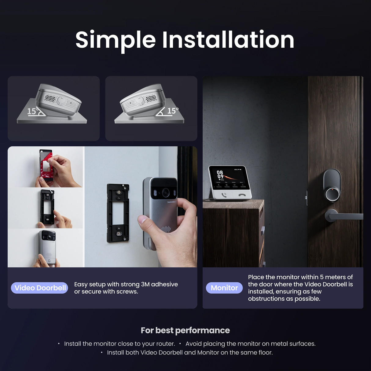 Smart Video Doorbell 2K with Wireless Monitor & Two-Way Audio by SwitchBot