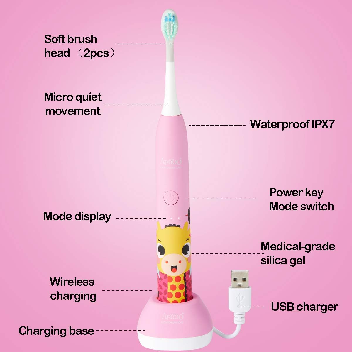 Apiyoo A7 Sonic Electric Kids Toothbrush - SASKA Trading