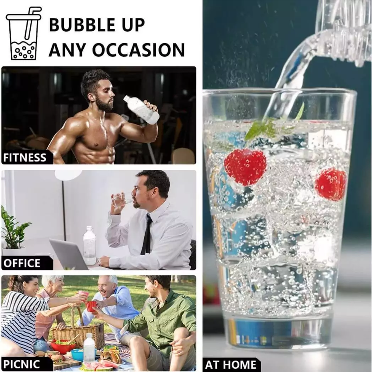 Sparkling Water Maker – Home Soda & Carbonated Drink Machine (Bottle Included) by Gree