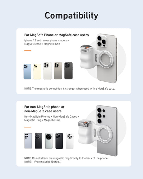 DSLR Style Magnetic Phone Camera Grip with Detachable Wireless Shutter by Telesin | Phone Magnetic Grip | SASKA Trading