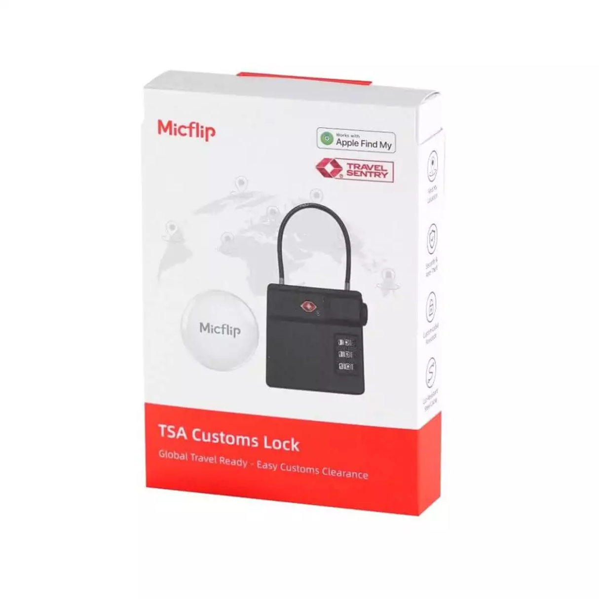 TSA Custom Lock – Smart Luggage Lock with AirTag Holder & GPS Compatibility by Micflip