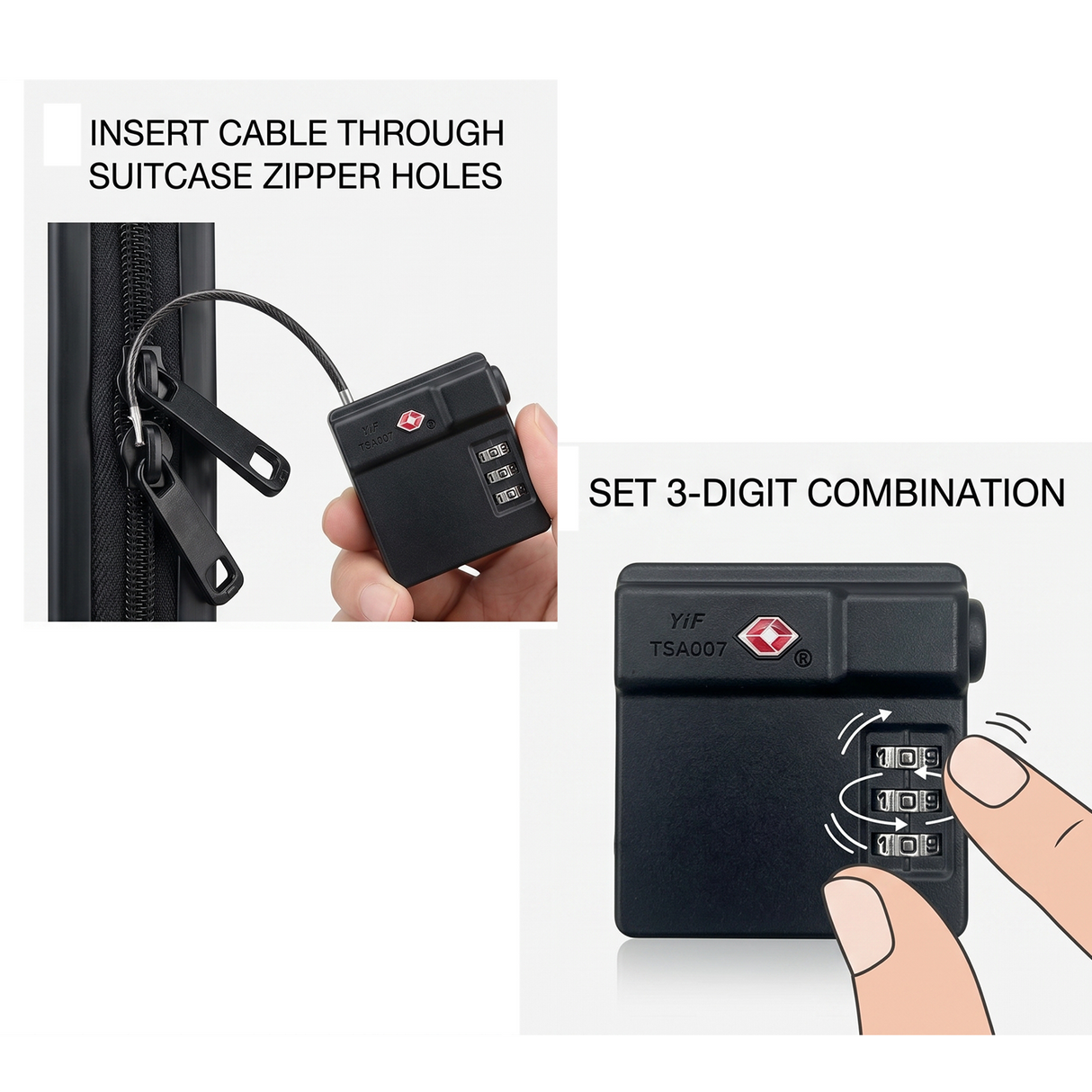 TSA Custom Lock – Smart Luggage Lock with AirTag Holder & GPS Compatibility by Micflip
