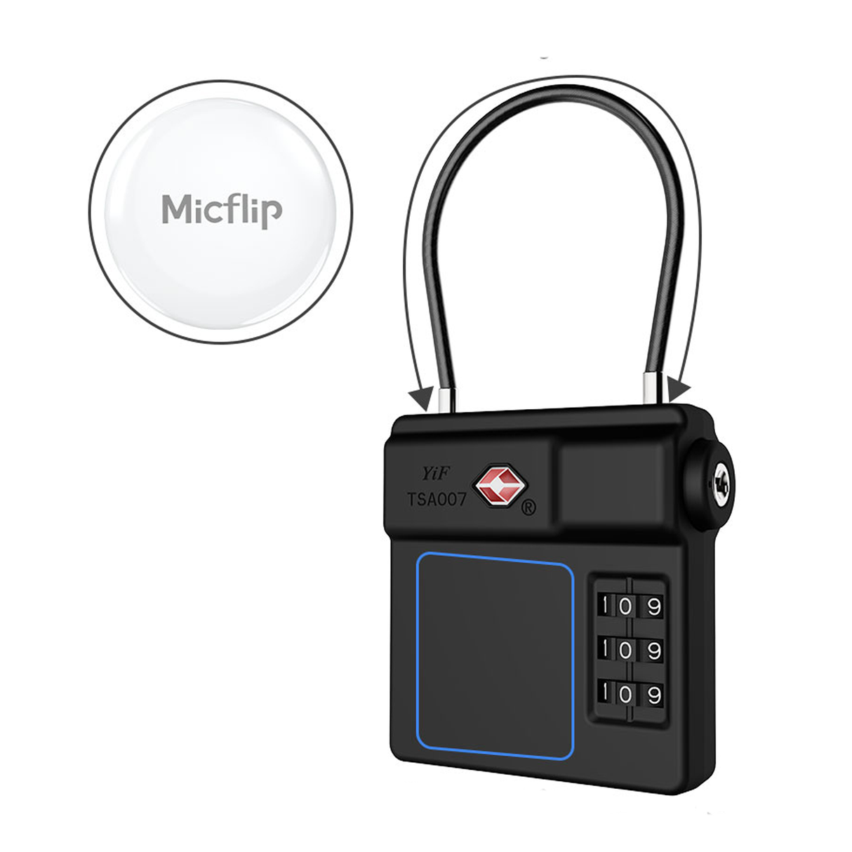 TSA Custom Lock – Smart Luggage Lock with AirTag Holder & GPS Compatibility by Micflip