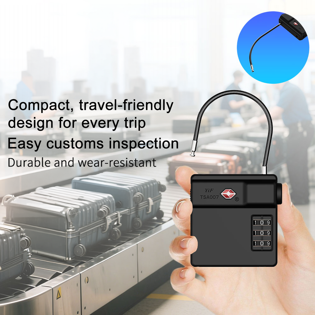 TSA Custom Lock – Smart Luggage Lock with AirTag Holder & GPS Compatibility by Micflip