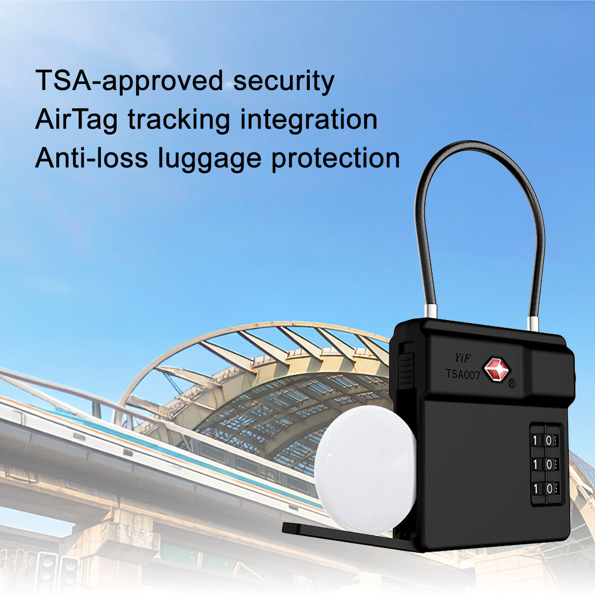 TSA Custom Lock – Smart Luggage Lock with AirTag Holder & GPS Compatibility by Micflip