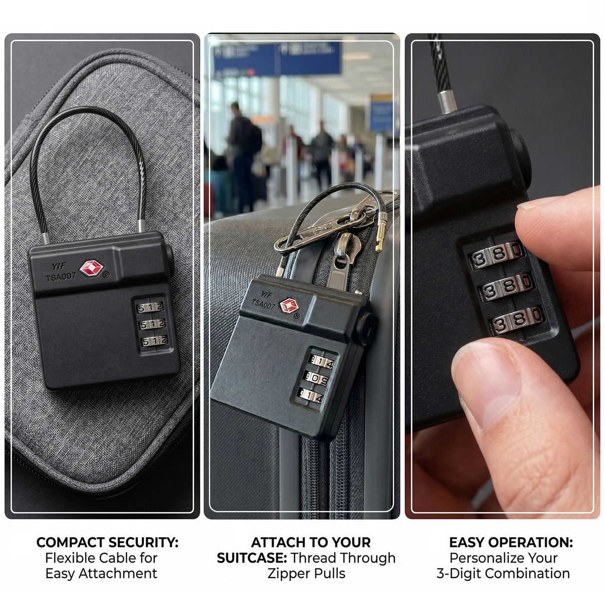 TSA Custom Lock – Smart Luggage Lock with AirTag Holder & GPS Compatibility by Micflip