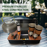 Tea and Coffee Camping Set، Cups, Teapot, Spoons, and Accessories for Camping, Hiking, Picnics, Travel