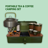 Tea and Coffee Camping Set، Cups, Teapot, Spoons, and Accessories for Camping, Hiking, Picnics, Travel
