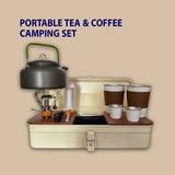 Tea and Coffee Camping Set، Cups, Teapot, Spoons, and Accessories for Camping, Hiking, Picnics, Travel