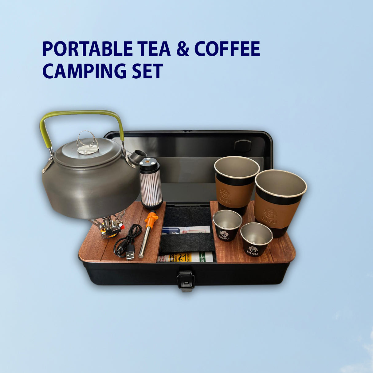 Tea and Coffee Camping Set، Cups, Teapot, Spoons, and Accessories for Camping, Hiking, Picnics, Travel