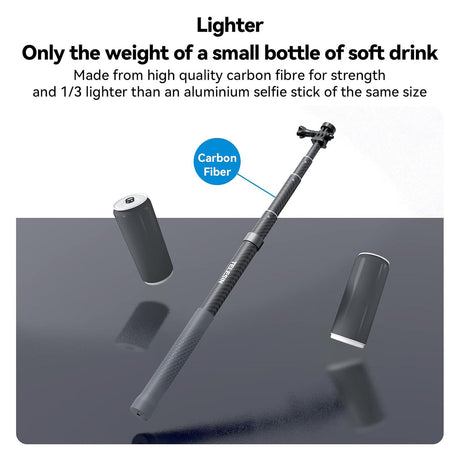 3M Ultra Long Carbon Fiber Selfie Stick for Action Camera and Mobile (3rd Gen) by Telesin