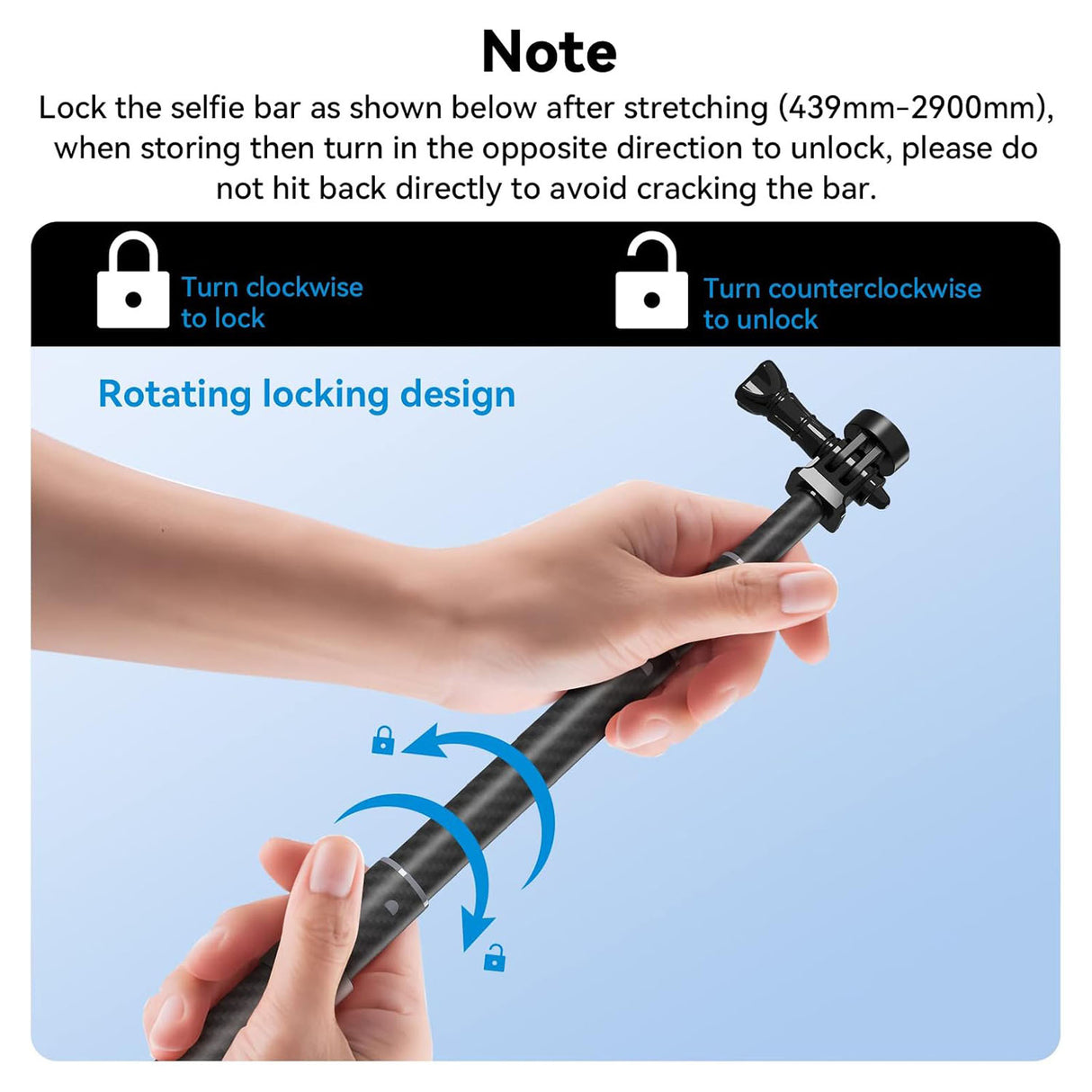 عصا سيلفي فائقة الطول من ألياف الكربون بطول 3 أمتار للكاميرات الرياضية والهواتف (الجيل الثالث) من TELESIN