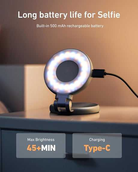 C03 Magnetic Selfie Ring Light with Mirror, 3 Color and Adjustable Height by Telesin | LED Video Light | SASKA Trading
