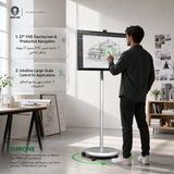 THRONE 27-Inch Portable Smart FHD Touchscreen TV Android 15 6GB RAM 128GB Storage 13MP Camera 27000mAh Battery 360° Rotating Display with Wheels by Green Lion