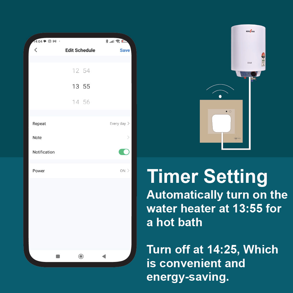 Timer setting Saska Smart Wall Socket 1 Gang Wi-fi