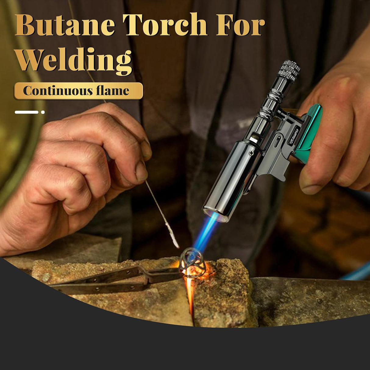 Multi-Purpose Butane Torch Lighter – High Heat, Wind Resistant, Indoor and Outdoor Use by FOCUS