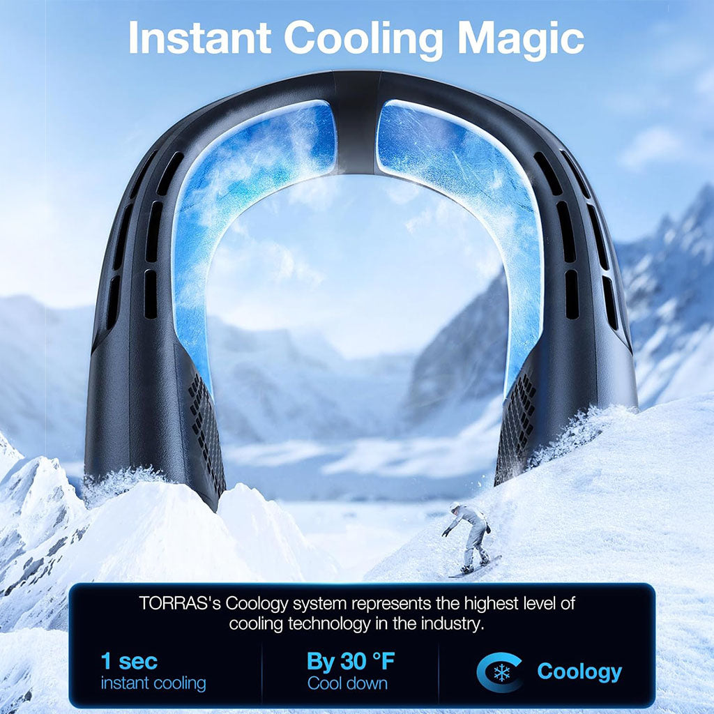 COOLiFY 2S Portable Neck Air Conditioner – Instant 360° Cooling, Wearable Fan with 28H Battery by Torras