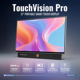 شاشة TouchVision Pro الذكية المحمولة 27 بوصة مع حقيبة حمل – نظام Android، بطارية 27000mAh، دقة FHD، WiFi وBluetooth من Powerology