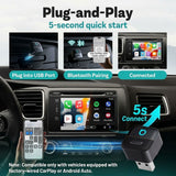 محول Mini Pico اللاسلكي 2 في 1 لـ CarPlay وAndroid Auto مع إعادة اتصال تلقائية سريعة وتشغيل بالتوصيل المباشر من Ottocast