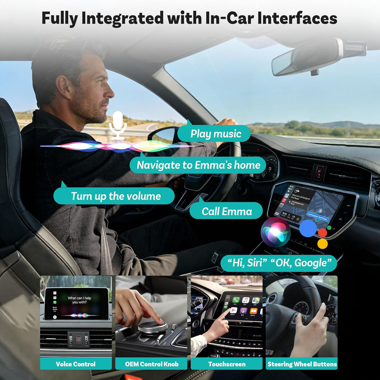 محول Mini Pico اللاسلكي 2 في 1 لـ CarPlay وAndroid Auto مع إعادة اتصال تلقائية سريعة وتشغيل بالتوصيل المباشر من Ottocast