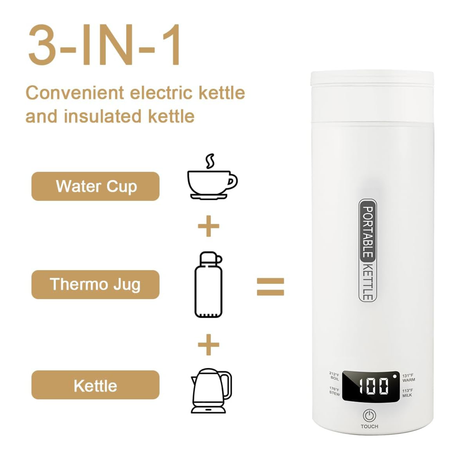 Travel Electric Kettle with Adjustable Temperature 450ML | Portable Kettle | SASKA Trading