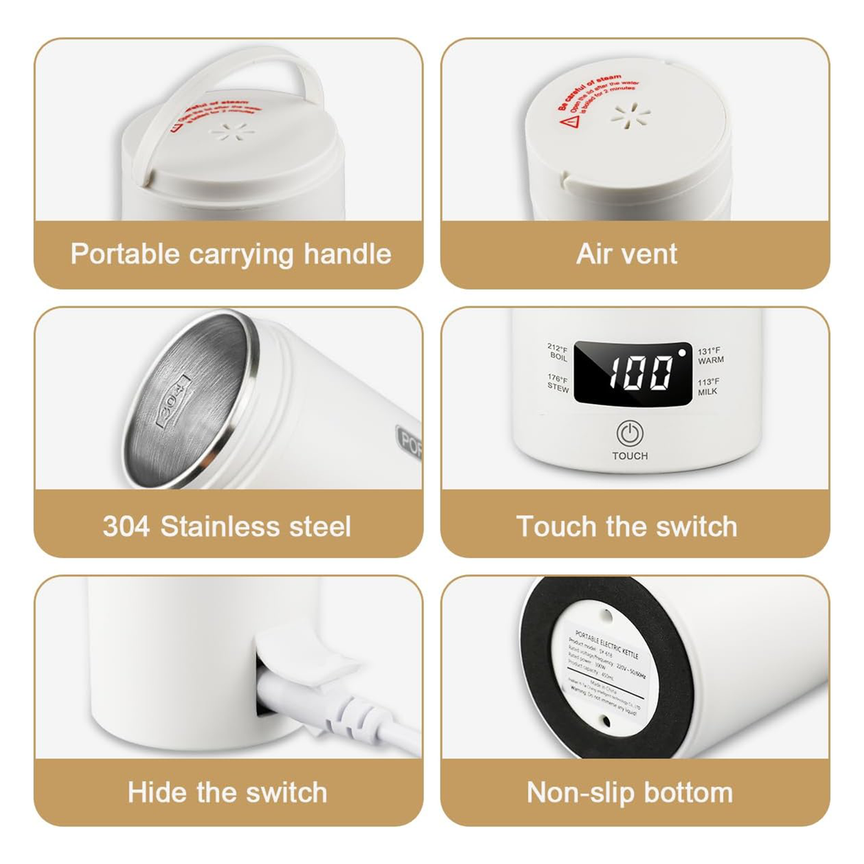 Travel Electric Kettle with Adjustable Temperature 450ML | Portable Kettle | SASKA Trading Dubai UAE