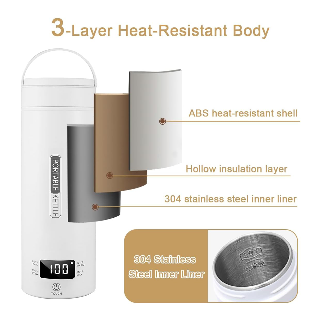 Travel Electric Kettle with Adjustable Temperature 450ML | Portable Kettle | SASKA Trading Dubai UAE