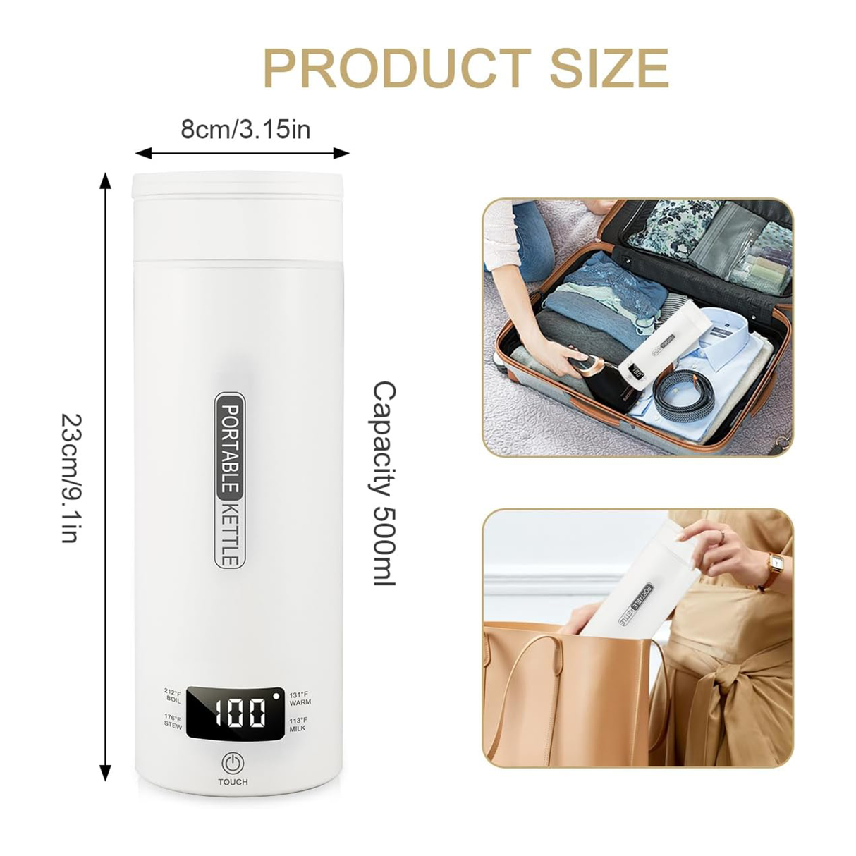 Travel Electric Kettle with Adjustable Temperature 450ML | Portable Kettle | SASKA Trading Dubai UAE