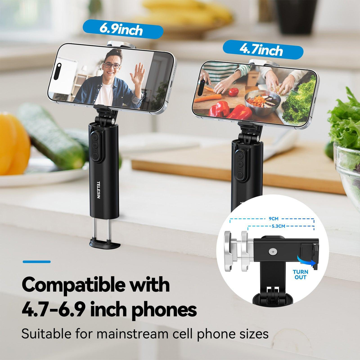 Buy Travel Phone Holder – Foldable Clip with Tripod Mount by TELESIN at SASKA Trading , Dubai UAE