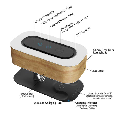 Tree Of Light - bedside Desk Lamp with wireless charger - SASKA