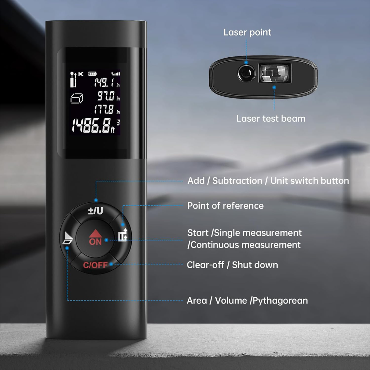Rechargeable Handheld Laser Distance Meter | Laser Distance Meter | SASKA Trading