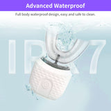 فرشاة أسنان كهربائية على شكل حرف U تعمل بالموجات فوق الصوتية للبالغين، معجلة لتبييض الأسنان، منظفة للأسنان