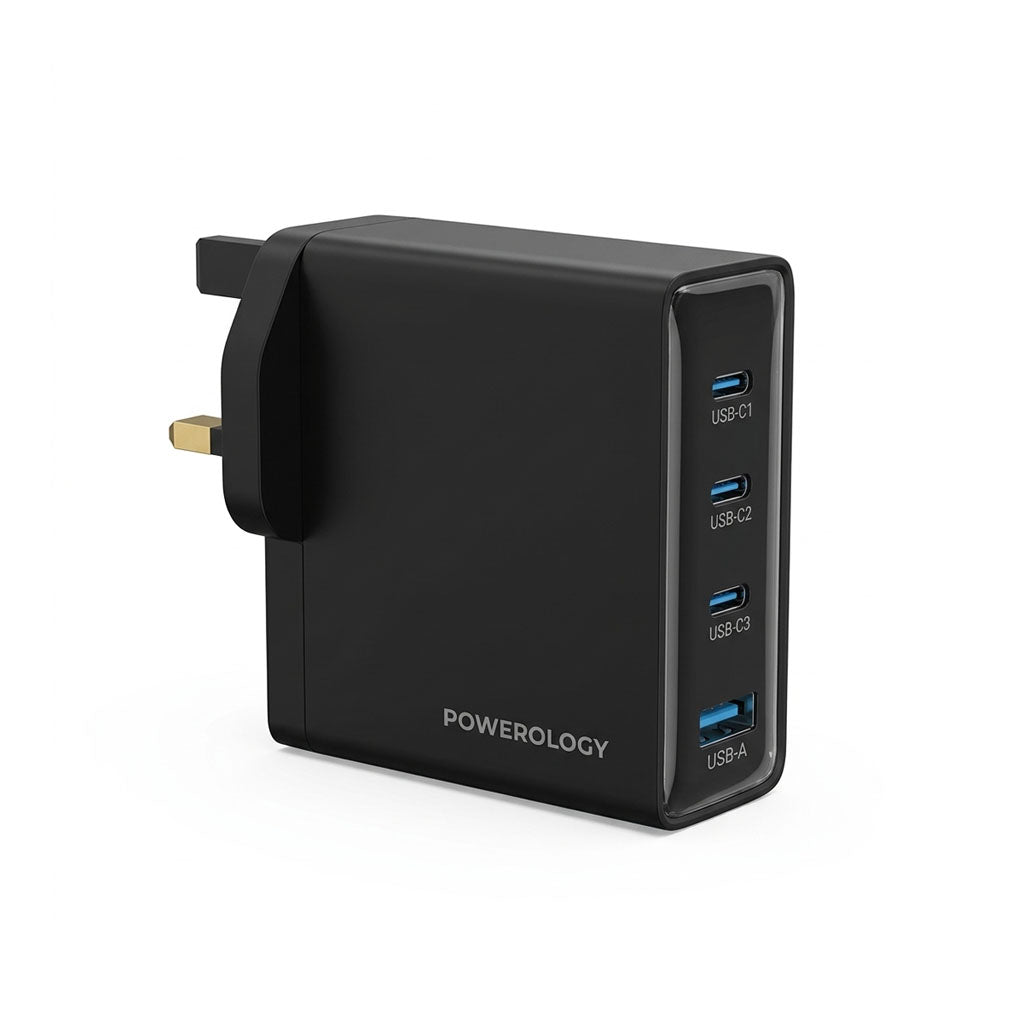 140W USB-C Charger with 4-Port Fast Charging Laptop and Smartphone Charger by Powerology