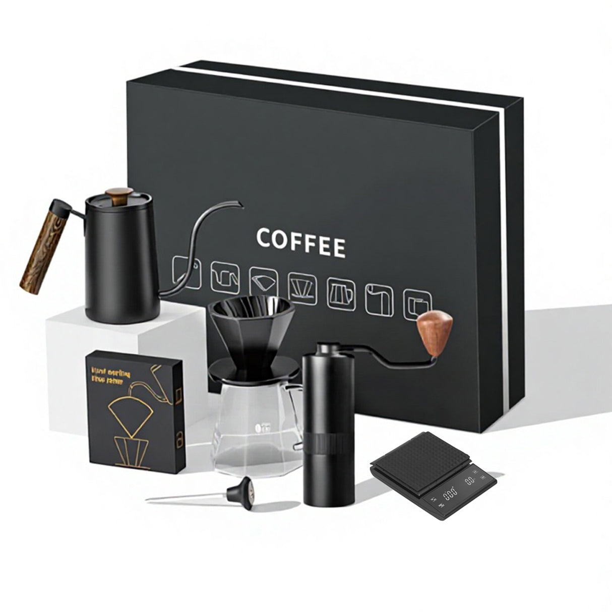 Premium Pour-Over Coffee Hand Brewing Set with Precision Scale – Complete Manual Coffee Maker Kit - V60 Coffee Set - SASKA UAE Saska . aw