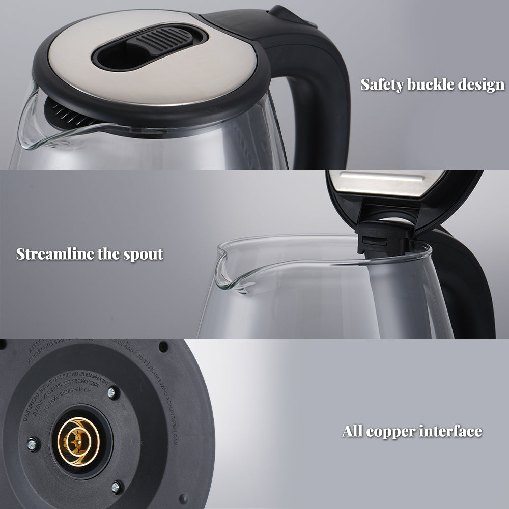 1.8L Glass Electric Kettle 1500W, Fast Boil Water Kettle with LED Light, Auto Shut-Off & Boil-Dry Protection by Winning Star