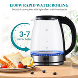 1.8L Glass Electric Kettle 1500W, Fast Boil Water Kettle with LED Light, Auto Shut-Off & Boil-Dry Protection by Winning Star