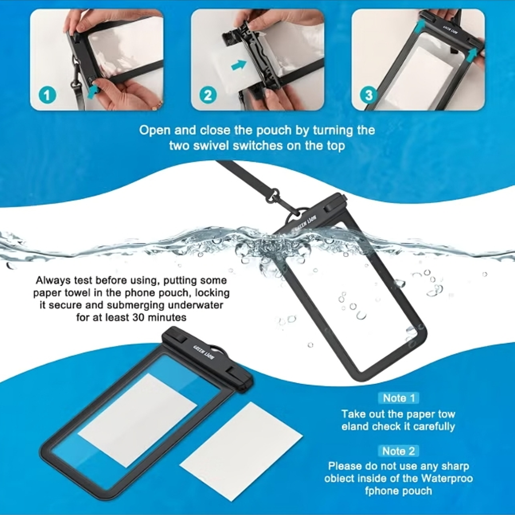 Waterproof Pouch for 7.2-inch Phone - Clear by Green Lion