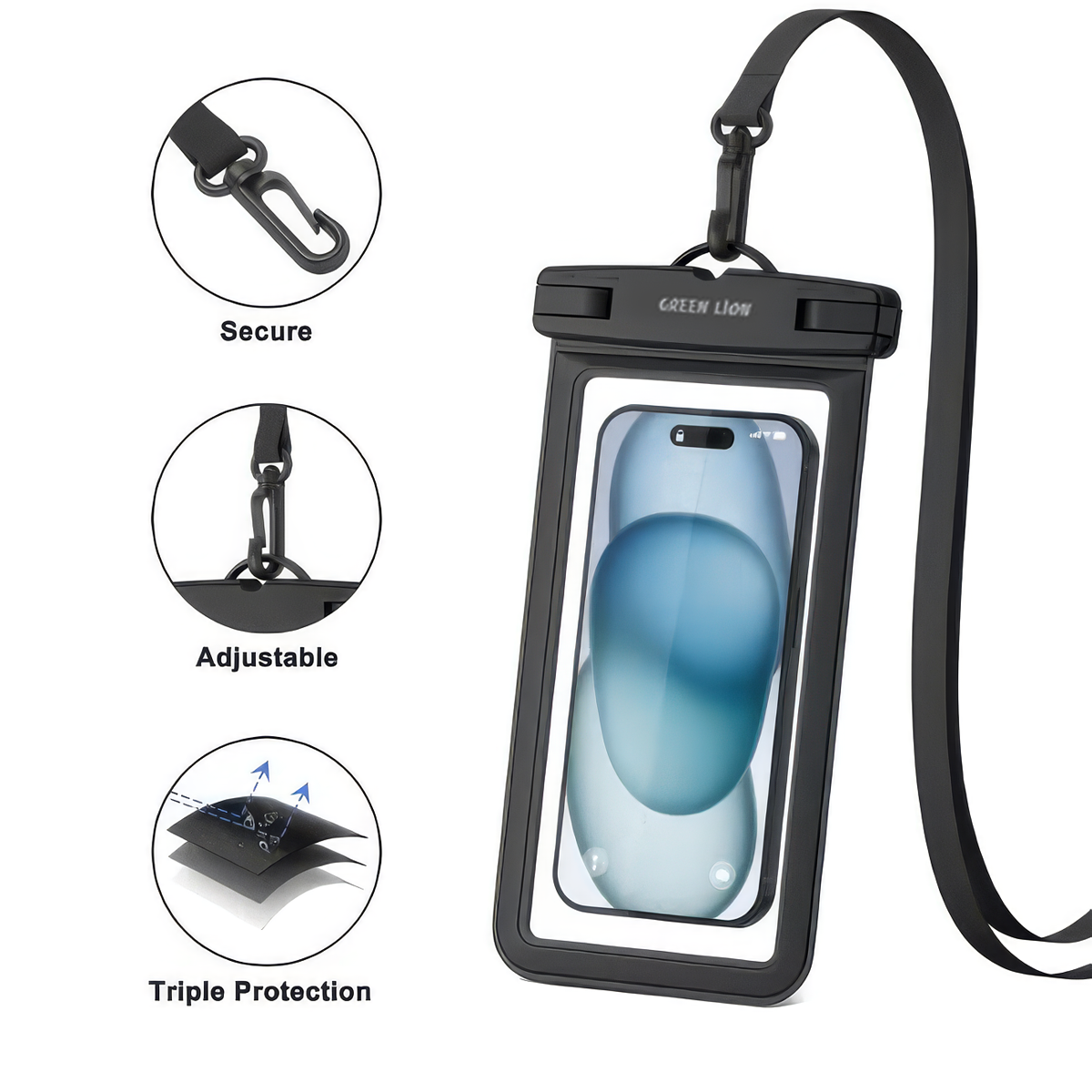 Waterproof Pouch for 7.2-inch Phone - Clear by Green Lion