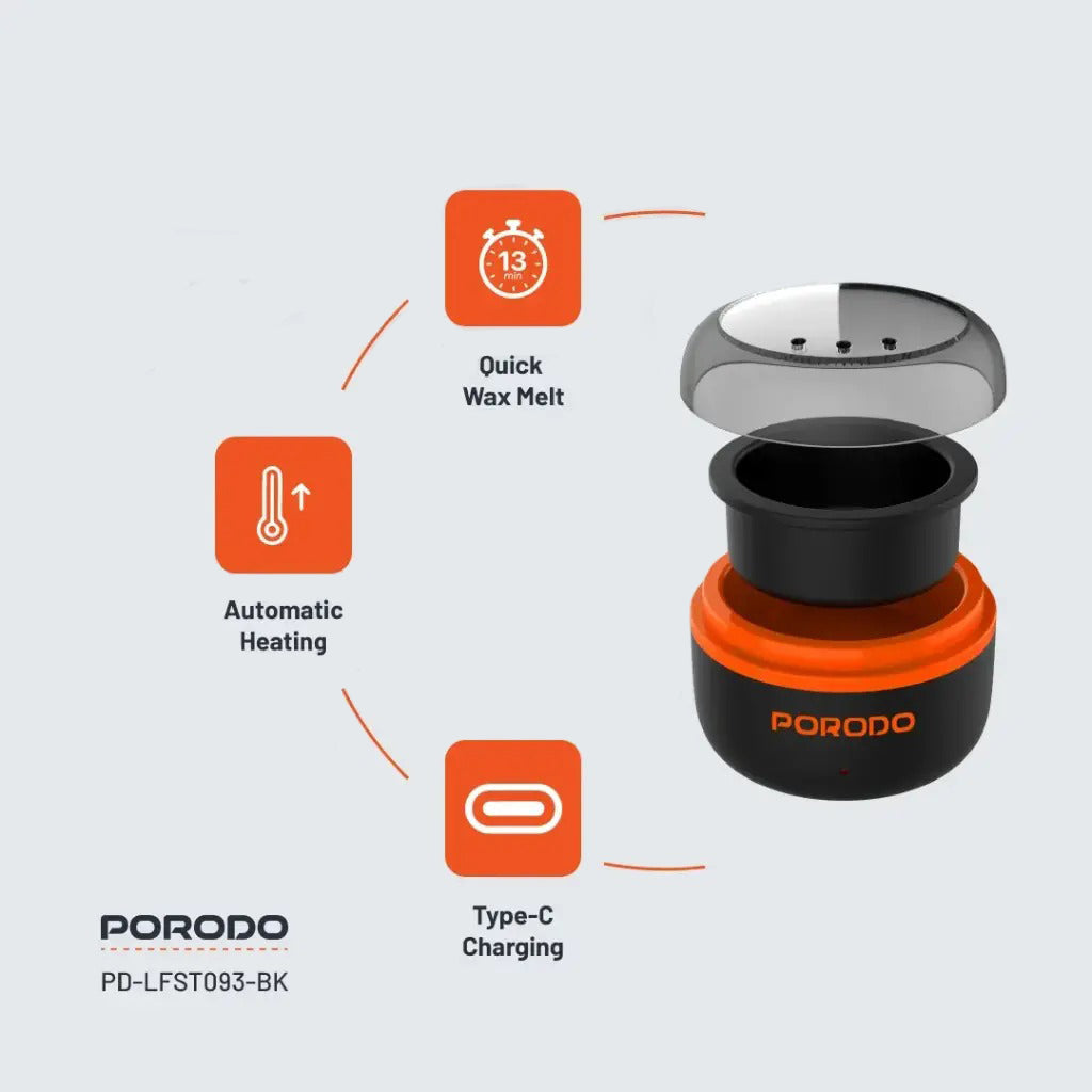 مجموعة إزالة الشعر بالشمع للنساء والرجال - سخان مزدوج، 50 غرام من حبيبات الشمع، سريع الذوبان من Porodo