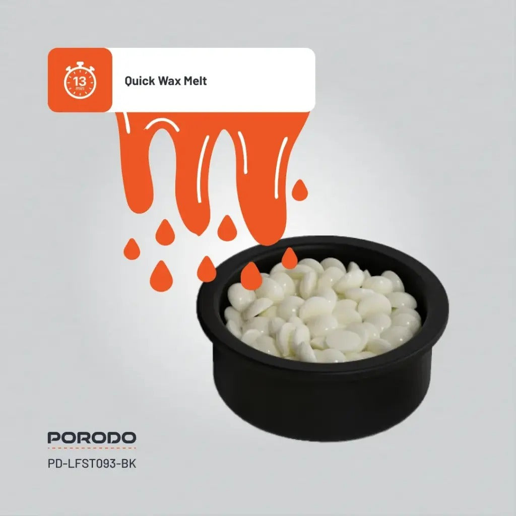 مجموعة إزالة الشعر بالشمع للنساء والرجال - سخان مزدوج، 50 غرام من حبيبات الشمع، سريع الذوبان من Porodo