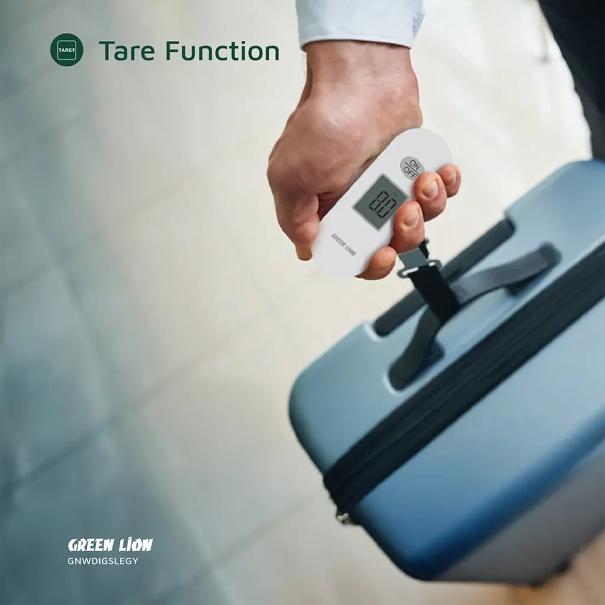 ميزان أمتعة رقمي Weight Mate – دقة عالية لوزن السفر مع شاشة LCD ووظيفة Tare وإيقاف تلقائي (رمادي) من Green Lion